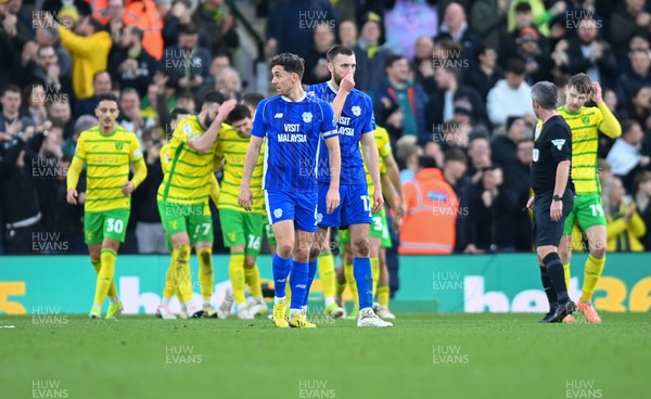 170224 - Norwich City v Cardiff City - Sky Bet Championship - Ryan Wintle of Cardiff City looks dejected after conceding a 4th goal