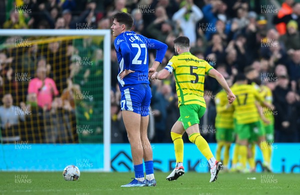 170224 - Norwich City v Cardiff City - Sky Bet Championship -Rubin Colwill of Cardiff City looks dejected after they concede a goal