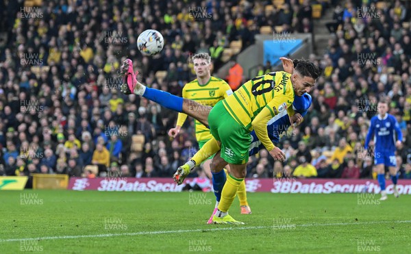 170224 - Norwich City v Cardiff City - Sky Bet Championship - Kion Etete of Cardiff City tries an overhead kick
