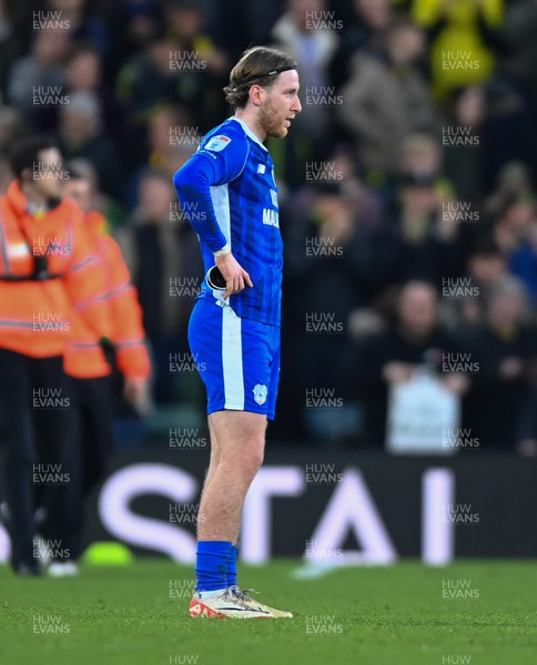 170224 - Norwich City v Cardiff City - Sky Bet Championship - Josh Bowler of Cardiff City looks dejected after losing 4-1