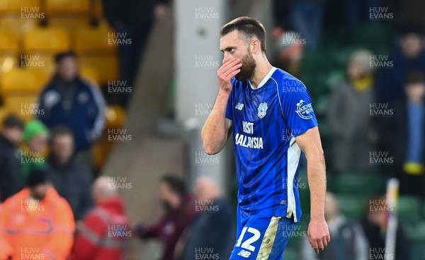 170224 - Norwich City v Cardiff City - Sky Bet Championship - Nathaniel Phillips of Cardiff City looks dejected after losing