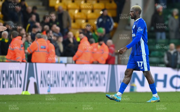 170224 - Norwich City v Cardiff City - Sky Bet Championship - Jamilu Collins of Cardiff City looks dejected after losing