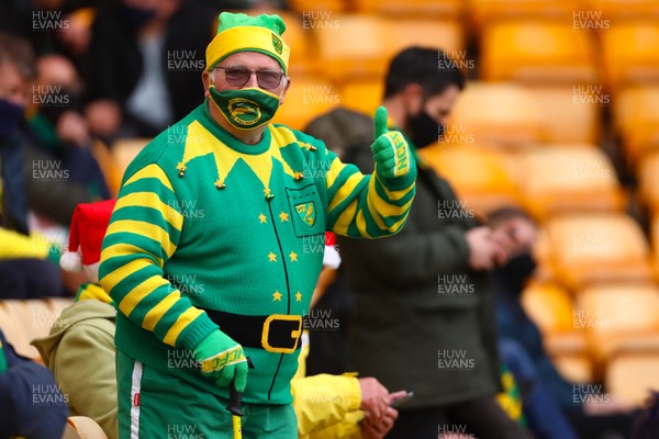 191220 - Norwich City v Cardiff City - Sky Bet Championship - Norwich City fan in festive clothing is seen ahead of the match