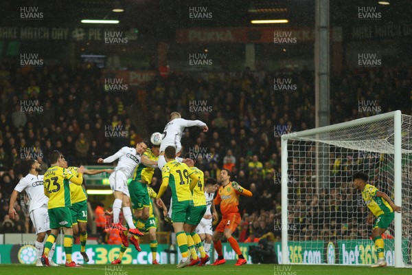 080319 - Norwich City v Swansea City - Sky Bet Championship -  Daniel James of Swansea City tries to direct an effort at goal 