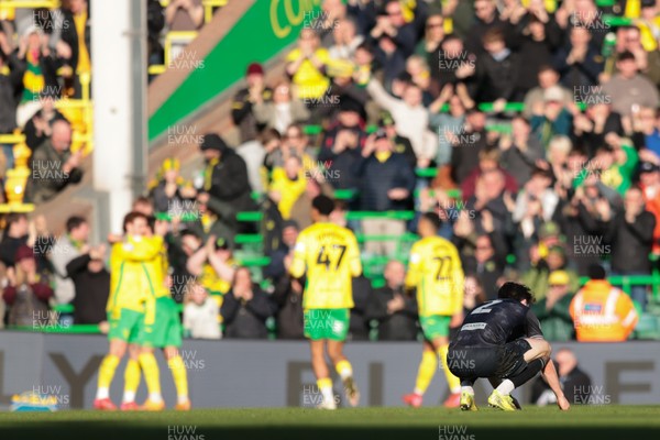 250125 - Norwich City v Swansea City - Sky Bet Championship - Josh Key of Swansea City after Norwich’s opening goal 