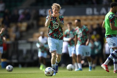 250426 - Norwich City v Swansea City - Sky Bet Championship - Melker Widell of Swansea City applauds the Swansea fans
