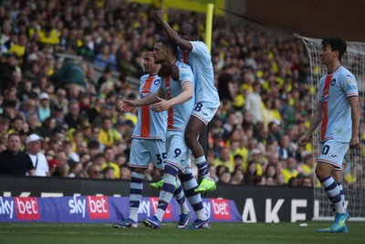 250426 - Norwich City v Swansea City - Sky Bet Championship - Zan Vipotnik of Swansea City celebrates his goal with his team mates 