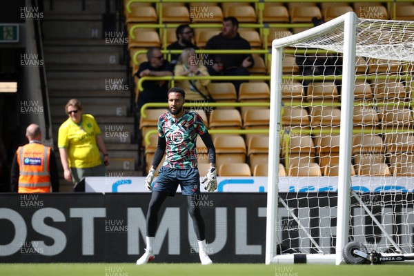 250426 - Norwich City v Swansea City - Sky Bet Championship - Lawrence Vigouroux of Swansea City warming up before kick off