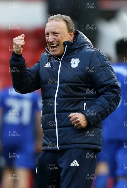 261117 - Nottingham Forest v Cardiff - SkyBet Championship - Cardiff Manager Neil Warnock celebrates with fans at full time