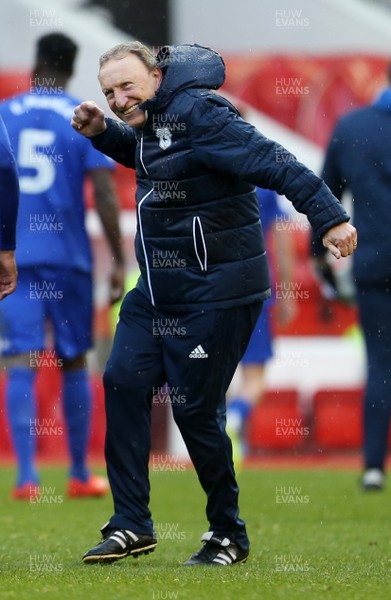261117 - Nottingham Forest v Cardiff - SkyBet Championship - Cardiff Manager Neil Warnock celebrates with fans at full time