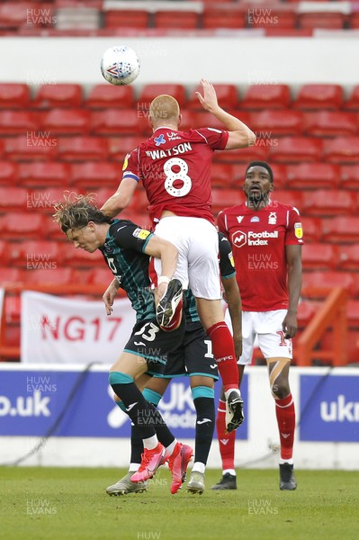 150720 - Nottingham Forest v Swansea - Sky Bet Championship - Conor Gallagher of Swansea and Ben Watson of Nottingham Forest