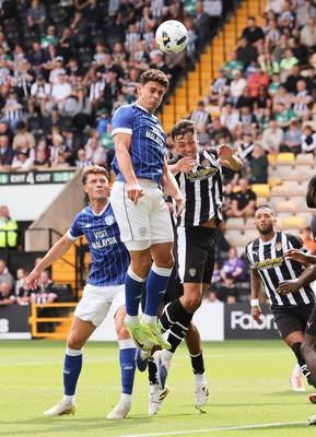 260725  Notts County v Cardiff City, Pre-season Friendly - Yousef Salech of Cardiff City looks to head at goal