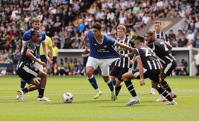 260725  Notts County v Cardiff City, Pre-season Friendly - Yousef Salech of Cardiff City looks to split the Notts County defence