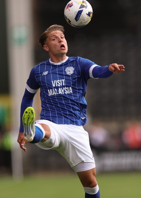 260725  Notts County v Cardiff City, Pre-season Friendly - Cian Ashford of Cardiff City looks to control the ball