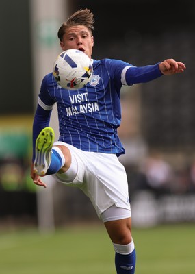 260725  Notts County v Cardiff City, Pre-season Friendly - Cian Ashford of Cardiff City looks to control the ball