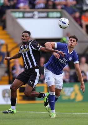 260725  Notts County v Cardiff City, Pre-season Friendly - Yousef Salech of Cardiff City and Jacob Bedeau of Notts County compete for the ball