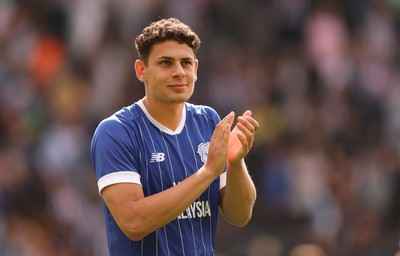 260725  Notts County v Cardiff City, Pre-season Friendly - Yousef Salech of Cardiff Cityapplauds the travelling fans at the end of the match
