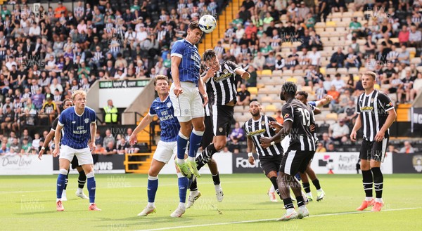 260725  Notts County v Cardiff City, Pre-season Friendly - Yousef Salech of Cardiff City looks to head at goal