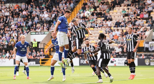 260725  Notts County v Cardiff City, Pre-season Friendly - Yousef Salech of Cardiff City looks to head at goal