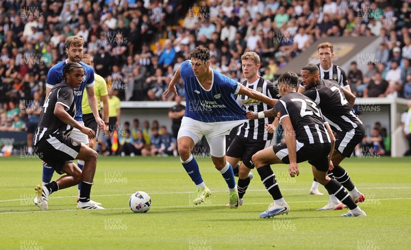 260725  Notts County v Cardiff City, Pre-season Friendly - Yousef Salech of Cardiff City looks to split the Notts County defence