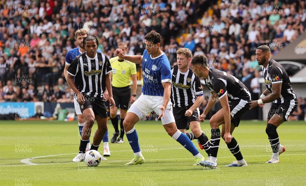 260725  Notts County v Cardiff City, Pre-season Friendly - Yousef Salech of Cardiff City looks to split the Notts County defence