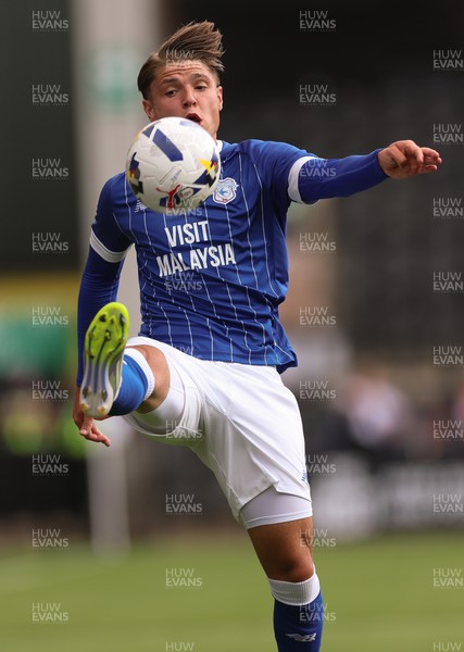 260725  Notts County v Cardiff City, Pre-season Friendly - Cian Ashford of Cardiff City looks to control the ball
