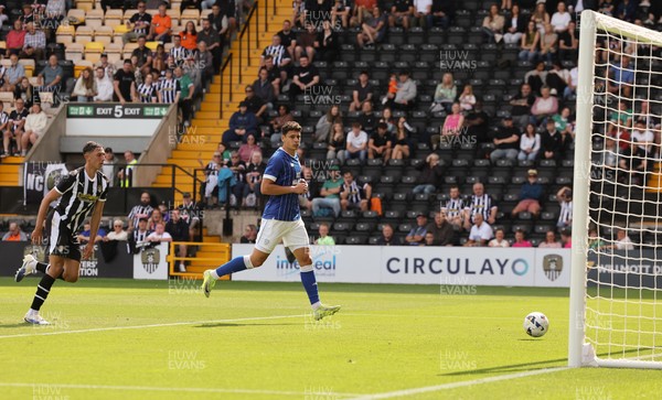 260725  Notts County v Cardiff City, Pre-season Friendly - Yousef Salech of Cardiff City beats Notts County goalkeeper Kelle Roos to score the opening goal
