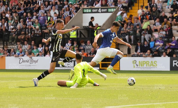 260725  Notts County v Cardiff City, Pre-season Friendly - Yousef Salech of Cardiff City beats Notts County goalkeeper Kelle Roos to score the opening goal