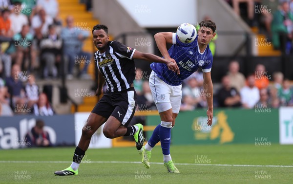 260725  Notts County v Cardiff City, Pre-season Friendly - Yousef Salech of Cardiff City and Jacob Bedeau of Notts County compete for the ball