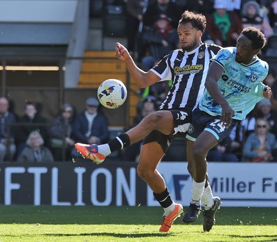 060426 - Notts County v Newport County - Sky Bet League 2 - Nathan Opoku of Newport and Jacob Bedeau of Notts County