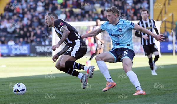 060426 - Notts County v Newport County - Sky Bet League 2 - Sven Sprangler of Newport and Oliver Norburn of Notts County