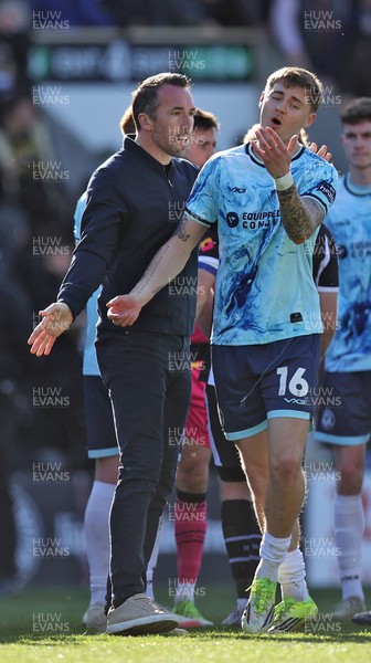 060426 - Notts County v Newport County - Sky Bet League 2 - Newport manager Christian Fuchs and James Crole of Newport seem to have an argument at the end of the match