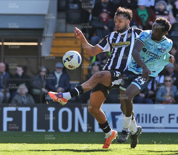 060426 - Notts County v Newport County - Sky Bet League 2 - Nathan Opoku of Newport and Jacob Bedeau of Notts County