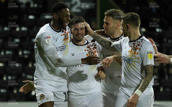 190219 - Notts County v Newport County, Sky Bet League 2 - Padraig Amond of Newport County celebrates after scoring the fourth goal