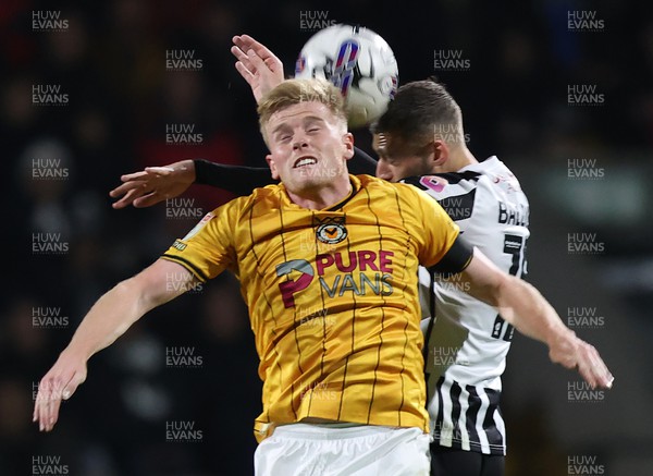 241023 - Notts County v Newport County - Sky Bet League 2 - Will Evans of Newport County and Aden Baldwin of Notts County