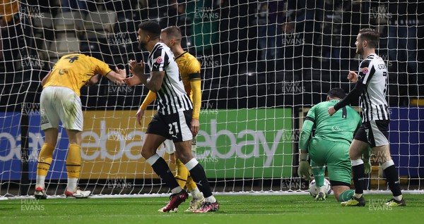 241023 - Notts County v Newport County - Sky Bet League 2 - Connell Rawlinson of Notts County scores 3rd goal past Goalkeeper Nick Towsend of Newport County