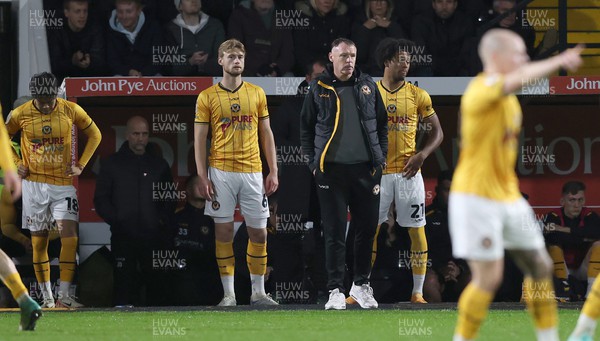 241023 - Notts County v Newport County - Sky Bet League 2 - Manager Graham Coughlan of Newport County brings on subs in the 2nd half