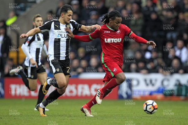 270118 - Notts County v Swansea City, FA Cup Fourth Round - Renato Sanches of Swansea City (right) and Noor Husin of Notts County battle for the ball