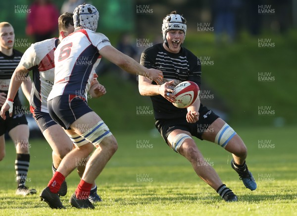 231019 - Neath Port Talbot College v Llandovery College, WRU National Schools and Colleges League - Tristan Davies of NPTC feeds the ball out