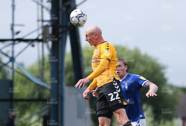 070821 - Oldham Athletic v Newport County, EFL Sky Bet League 2 - Kevin Ellison of Newport County heads to score goal