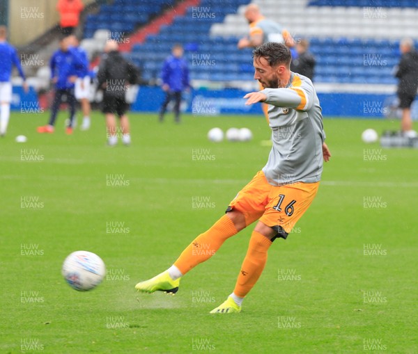 080918 - Oldham Athletic v Newport County - Sky Bet League 2 - Newport County midfielder Joshua Sheehan (16) warms up for the game