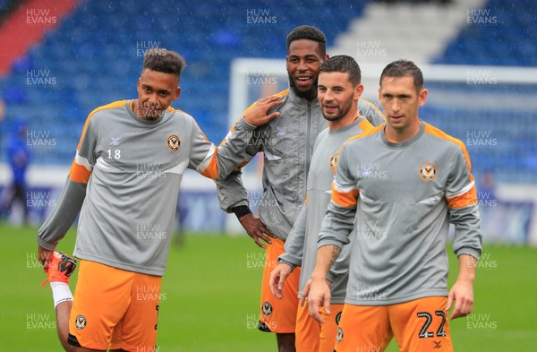 080918 - Oldham Athletic v Newport County - Sky Bet League 2 - Newport County players warm up for the game