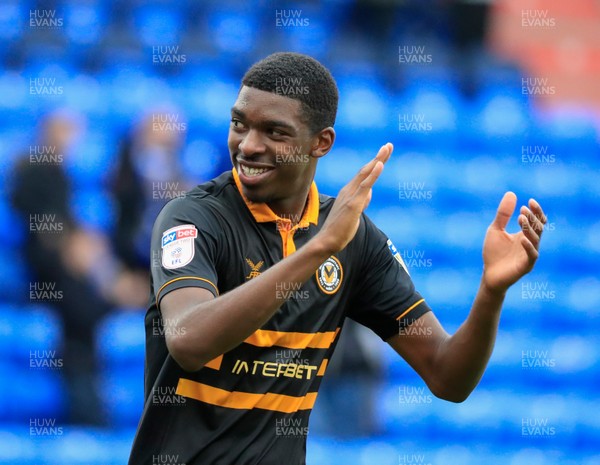 080918 - Oldham Athletic v Newport County - Sky Bet League 2 - Newport County goalscorer Tyreeq Bakinson (15) applauds the fans at the end of the game