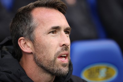 221125 - Oldham Athletic v Newport County - Sky Bet League 2 - Newport manager Christian Fuchs in dugout before match