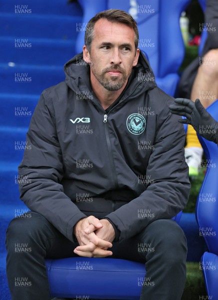 221125 - Oldham Athletic v Newport County - Sky Bet League 2 - Newport manager Christian Fuchs in dugout before match