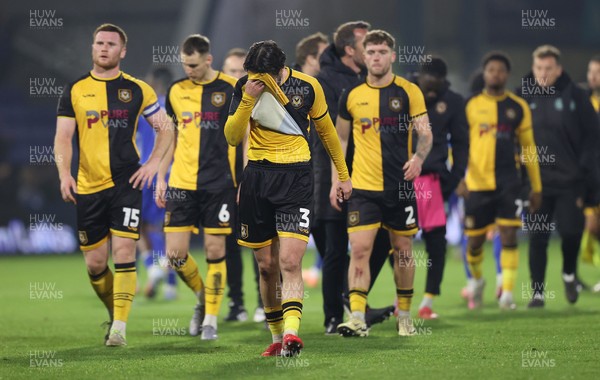 221125 - Oldham Athletic v Newport County - Sky Bet League 2 - Newport Manager Christian Fuchs and visibly upset Anthony Glennon of Newport and team at the end of the match