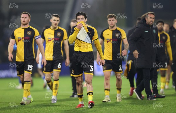 221125 - Oldham Athletic v Newport County - Sky Bet League 2 - Newport Manager Christian Fuchs and visibly upset Anthony Glennon of Newport and team at the end of the match