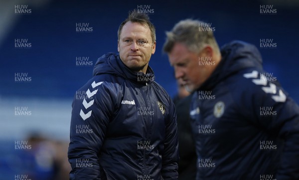 230121 - Oldham Athletic v Newport County - Sky Bet League 2 - Manager Mike Flynn of Newport County unhappy at the end of the match