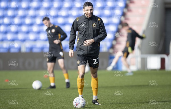 290220 - Oldham Athletic v Newport County - Sky Bet League 2 -  Newport County's Ryan Inniss warms up ahead of the game against of Oldham Athletic 