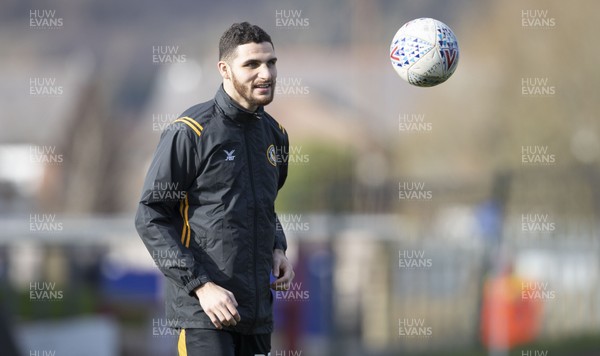 290220 - Oldham Athletic v Newport County - Sky Bet League 2 -  Newport County's Ryan Inniss warms up ahead of the game against of Oldham Athletic 